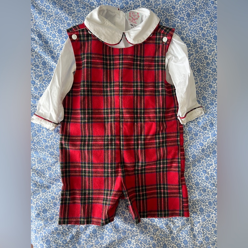 Cecil & Lou Red Tartan Jon Jon Set 18M